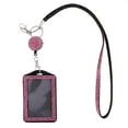 thumbnail image 4 of Yunhgft Bling Crystal Rhinestone Lanyard with Retractable Reel Vertical ID Badge Holder Deep Pink, 4 of 7