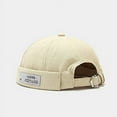 thumbnail image 2 of GegeenDomog Men Hats Docker Cap Hats Beanie Sailor Cap Worker Hat Rolled Cuff Retro Brimless Hat with Adjustable, 2 of 14