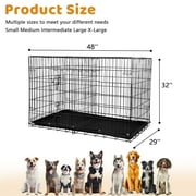 YRLLENSDAN 48 inch Dog Crate, Dog Crates and Kennels for Big Dog Foldable Large Dog Crate for Large Dogs with Handle Double-Door Outdoor Metal Wire Dog Cage with Plastic Tray for Medium Dogs, Black