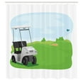 thumbnail image 2 of Ambesonne Golf Course Scene Shower Curtain, Car and Field, 69"Wx70"L, Lime Green Blue, 2 of 4