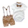 thumbnail image 1 of Conjunto de ropa de mameluco para bebé con sombrero de lazo, traje de verano a rayas para caballero con lazo, conjunto de mono para niño pequeño, ropa infantil para niño Tan Jianjun unisex, 1 of 2