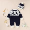 thumbnail image 4 of Newborn Baby Girls Boys Christmas Jumpsuit Deer Button Sweater Romper My First Christmas 2PCS Clothes Set, 4 of 7