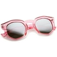 thumbnail image 4 of sunglassLA Unisex Geometric Colorful Translucent Frame Color Mirrored Lens Hexagonal Sunglasses (Pink / Silver Mirror) - 45mm, 4 of 4