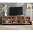 thumbnail image 4 of WAMPAT Modern TV Stand with Glass Doors for 110 inch TVs, Farmhouse Entertainment Center TV Console with Adjustable Shelves for Living Room, Bedroom, Brown, 4 of 10
