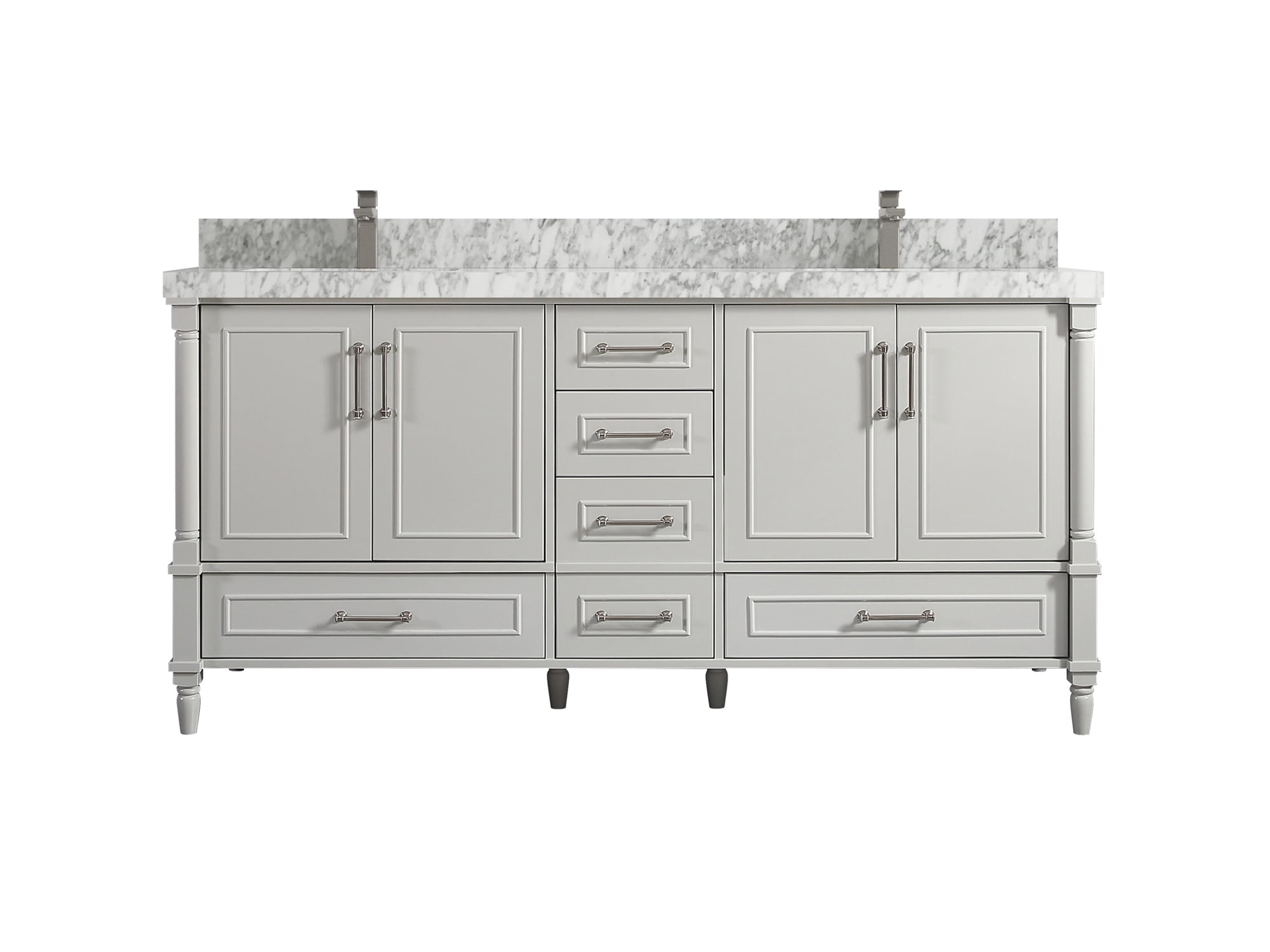 Aberdeen 72'' Light Gray Double Vanity with Marble Top