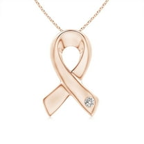 ANGARA Natural Gypsy-Set Diamond Ribbon Pendant in 14K Rose Gold for Women (Size-2.9mm| Color-I-J| Clarity-I1-I2) | April Birthstone, Anniversary, Jewelry Gift for Women | Natural Diamond Necklace