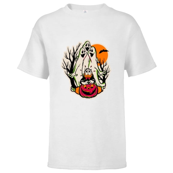 Disney 100 Donald Duck Trick or Treat Ghosts Halloween D100 - Short Sleeve T-Shirt for Kids - Customized-White