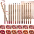 thumbnail image 1 of DENESTUP Juego de delineador de labios de 12 colores, serie marrón, rosa y rojo, delineadores de labios, forma de labios regordetes y desnudos, sin manchas, lápiz labial suave de larga duración, lápiz, 1 of 5