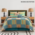 thumbnail image 2 of Nanshing Gian 7PC Reversible Solid/Geometric Comforter Set, Teal, King, 2 of 8