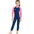 thumbnail image 3 of FYMNSI Kids Wetsuit Girls Full Body Swimsuit One Piece Long Sleeve Bathing Suit Zipper Sun Protection Warm Swimwear for Swimming Diving Surf Water Sports, 3 of 8