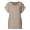 thumbnail image 4 of USSUMA Plus Womens Tops Dressy Casual Womens Short Sleeve V Neck T Shirts Basic Tee Tops Loose Casual T-Shirts Summer Tops Solid Color Tee Blouses, 4 of 8