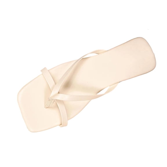 Wensltd Women Cross Strap Thong Sandals Square Toe Flat Sandals Soft Lightweight Slippers for Daily Casual Indoor Outdoor White