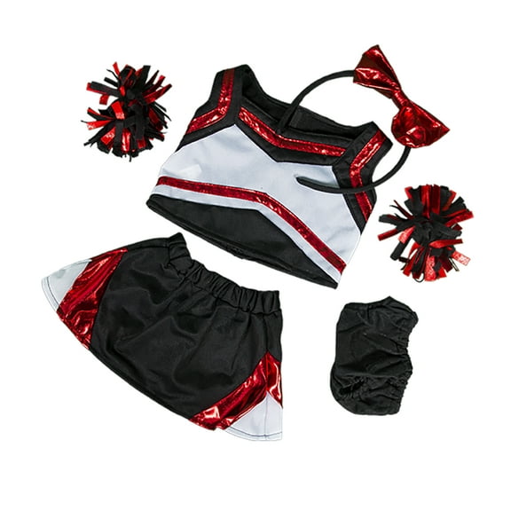 Metallic Red and Black Cheerleader Outfit Fits Most 14"-18" Stuffed Animals and Plush Toys