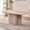 Beige Stone Patterned, variant on 63" Dining Table for 4 Person, [Rounded Corners] [Striped Pedestal Base] Farmhouse Modern Rectangle Kitchen Dinner Table, Beige