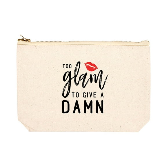Koyal Wholesale Funny Makeup Bag Canvas Cosmetic Bag with Zipper Too Glam To Give A Damn Makeup Pouch 6.5 x 9 Inch