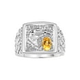 thumbnail image 1 of RYLOS Men's Rings Sterling Silver Rings Lucky Nugget Horse Head 6X4MM Oval Gemstone & Diamond Ring Citrine November Birthstone Rings For Men Size 11, 1 of 7