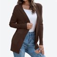 thumbnail image 2 of Women's Knit Cardigan Sweater Long Open Front Long Sleeve Sweater with Pockets Lightweight Fall Knitted Coats (Coffee L), 2 of 6