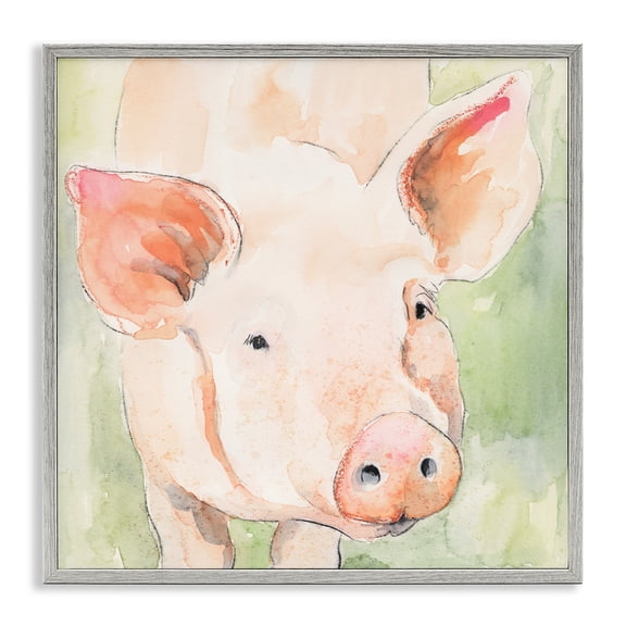 Stupell Industries Rustic Lodge Modern Pig Portrait Gray Framed Giclee Art, 24 x 24, by Victoria Barnes