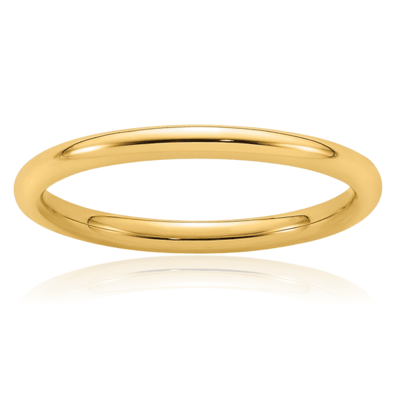 14K Solid Yellow Gold 2mm Comfort Fit Plain Classic Wedding Band Ring
