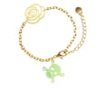 thumbnail image 2 of Delight Jewelry Acrylic Small Lime Green Skull Gold-tone Flower Link Chain Bracelet, 6.75"+2" Extender, 2 of 4
