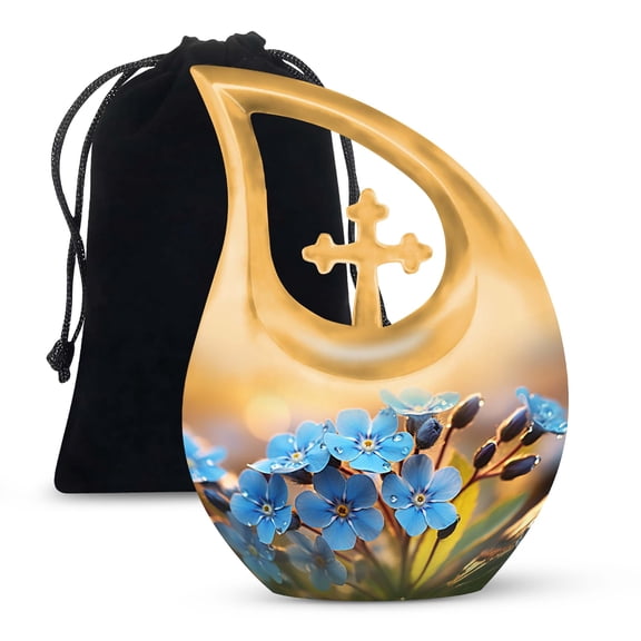 JAGSHASHI Flower Urns Ashes Adult Male - Cremation Urn Adult Large - Urns For Adult Male Ashes - Adult Urns Women - 10 Inch With Velvet Bag - Urn Ash Adult Female - Cremation Urn Human Ashes