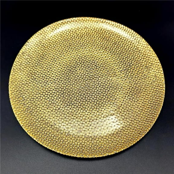Red Pomegranate Collection R1243-1 Cabana Gilded Glass Dinner Plate, Gold
