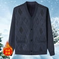 thumbnail image 3 of Mens Sweater Cardigan Fall Winter Button Up Wool Blend Jacket Soft V Neck Knitted Plaid Chunky Outerwear With Pockets, 3 of 3