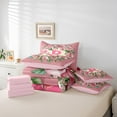 thumbnail image 5 of Homewish Romantic Rose Flower Twin Bedding Sets 7-Piece for Teens, Initial R Letter Bedding Comforter Set, Cartoon Pink Stripe Reversible Sheet Sets, Luxury Bedroom Decor, 5 of 7