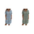 thumbnail image 1 of (2-Pack) Rinsvye Womens Casual Solid Color Button Mid Long Sleeve Loose Blouse Women Casual Dress Choice, 1 of 6
