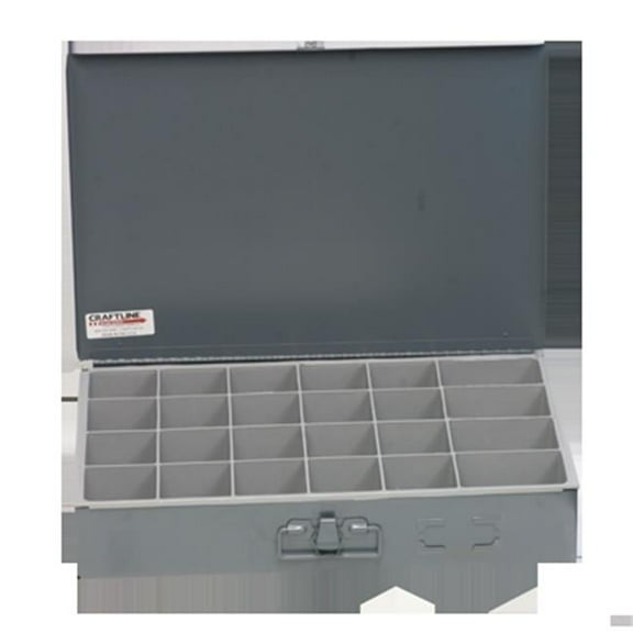 Craftline Steel Compartment Box  24 Bin Organizer  Gray