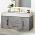 thumbnail image 2 of ModFusion 40-Inch Gray Bathroom Vanity with Quartz Stone Basin & Undermount Ceramic Sink, MDF & Particleboar Storage Cabinet, 2 of 9