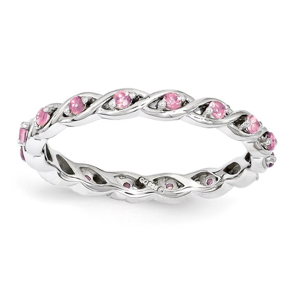 Sterling Silver Stackable Expressions Created Pink Sapphire Ring Size 10