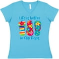 thumbnail image 3 of Inktastic Life is Better Flip Flops Women's V-Neck T-Shirt, 3 of 5