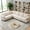 Beige-Flannelette, variant on Puremind L Shaped Sofa, Oversized 5 Seat Corner Sofa with Side Pockets, Sectional Couches for Living Room/Apartment, Dark Gray