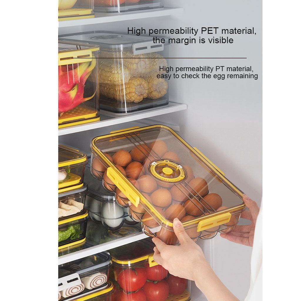 HannLk Transparent Refrigerator Egg Storage Holder Box 18-Grid/24Grid Kitchen Freshness