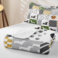 thumbnail image 4 of Manfei Patchwork Dachshund Quilt King, Paw Dot Checkered King Coverlet Set, Green White, 3pcs, 1 Bedspread and 2 Pillowcases, 4 of 7