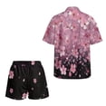 thumbnail image 2 of Xoenoiee Cherry Blossom Print Women 2 Piece Outfits Half Sleeve Blouse and Shorts Sweatsuit Sets Resort Wear for Beach Vacation Party, Size M, 2 of 7