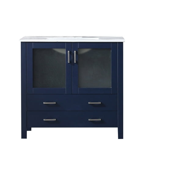 Harborfront 36 in W x 18.25 in D Navy Blue Single Bath Vanity and White Ceramic Top