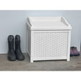 thumbnail image 2 of Suncast Outdoor 22 Gallon Resin and Wicker Deck Box with Seat, White, 2 of 4
