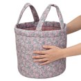 thumbnail image 4 of Floral Fabric Foldable Laundry Hamper with Handles Clothes Storage Bucket Large Capacity Collapsible for Nursery Bedroom Laundrys Room (Pink), 4 of 10