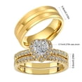 thumbnail image 3 of Couple Rings Yellow Gold Plated Heart 1CT Cz Womens Wedding Ring Sets Titanium Steel Mens Wedding Bands, 3 of 3