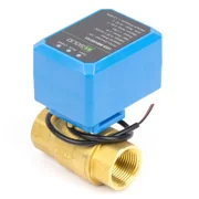U. S. Solid Motorized Ball Valve with 3 Signal Lights, 3/4 inch, Brass, Normally Closed, Blue Casing