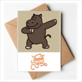 thumbnail image 1 of Hippo Posture Debout Art Déco Mode Merci Cartes Enveloppes Note Blanche, 1 of 3