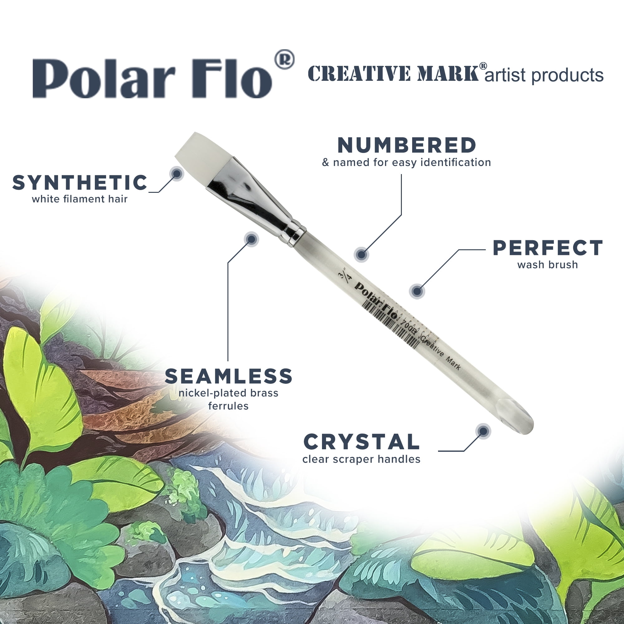 Creative Mark Polar Flo Professional Watercolor Brushes - Assorted Bulk Pack of 108 - Short Handle, Nickel-Plated Seamless Brass Ferrule - Art Paint Brushes for Acrylic, Watercolor, Gouache & More