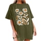 thumbnail image 1 of Faldas Cortas para Mujeres, Impresión de Flores Casual Oversized Camiseta de Manga Corta Top Hecho de 95% Poliéster 5% Spandex para Primavera Verano, Falda Corta de Verano, 1 of 7
