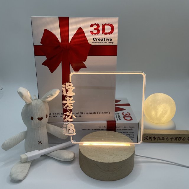 sale solid wood message board night light 3D Creative light acrylic table lamp atmosphere lamp