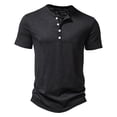 thumbnail image 2 of Men T Shirt Short Sleeve Tee Casual Solid Color Top Button Henry Shirt Summer, 2 of 11