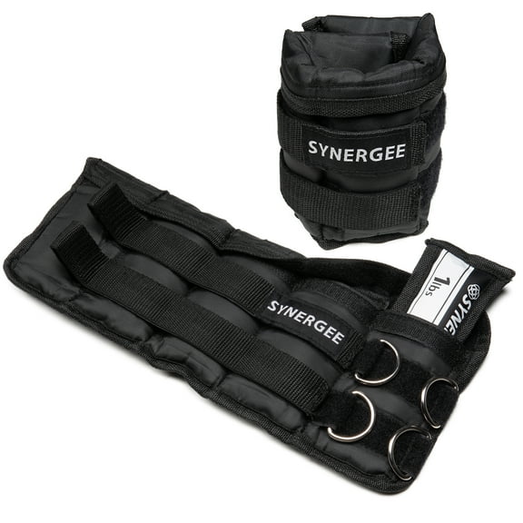 Synergee Comfort Fit 1-10lb Adjustable Ankle/Wrist Weights (Set of 2). One Size Fits All.