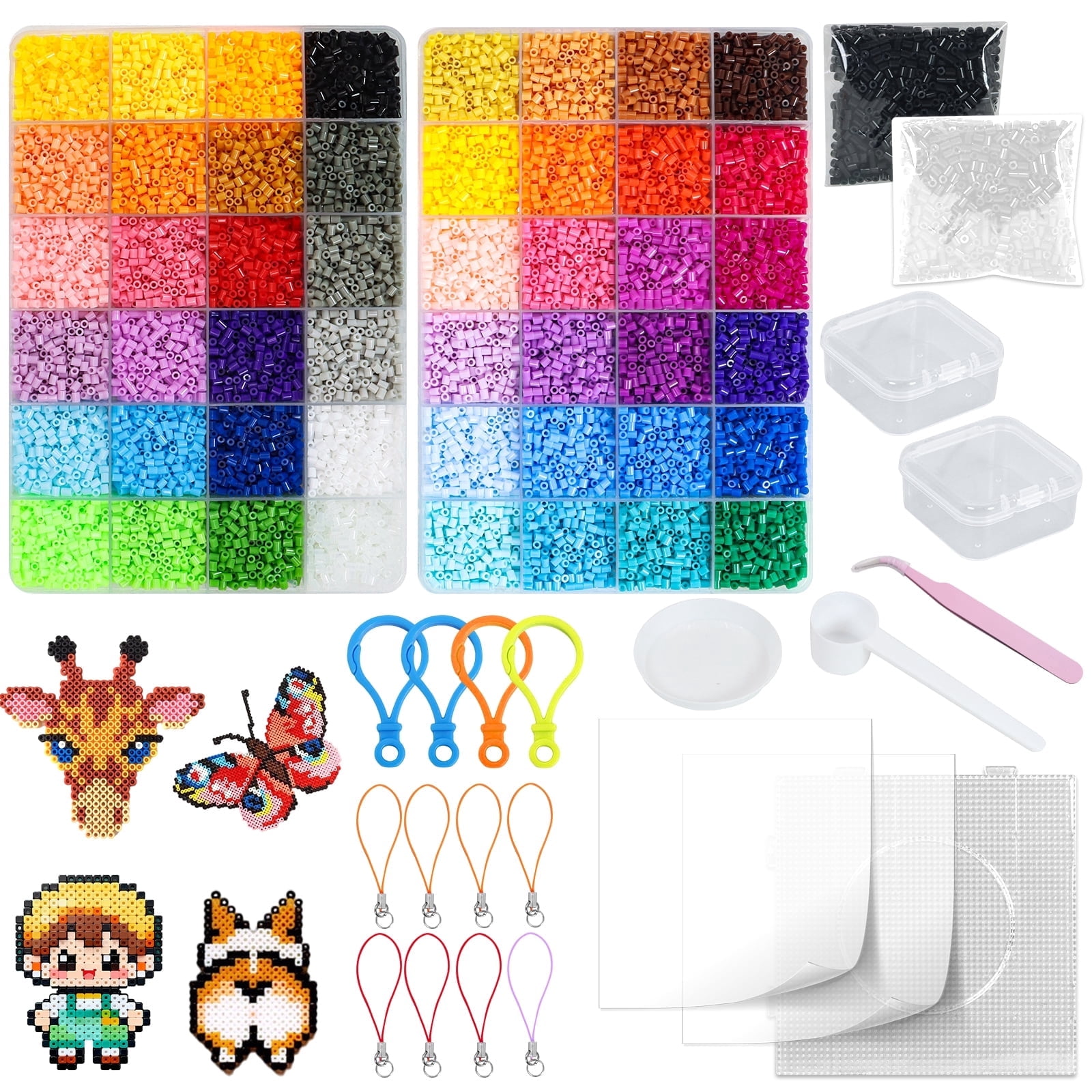 hautllaif 20,000pcs Fuse Beads Kit – 48 Colors 2.6mm Melting Beads, Complete Set with Pegboards, Tweezers & Ironing Paper, Endless DIY Crafts for Kids, Perfect Birthday & holiday gift