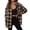 Bb04-black Khaki Plaid-Medium, variant on Bb04-black Khaki Plaid Medium Women's Casual Cuffed Long Sleeve Plaid Flannel Shirt Top